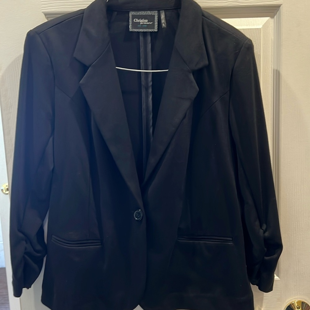 Christian Siriano Women’s Large suit blazer jacket in black